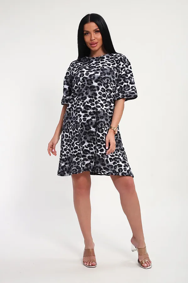 Футболка арт. 797 НАТАЛИ, леопард-черный - фото 1