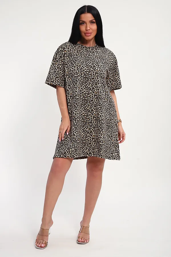 Футболка арт. 797 НАТАЛИ, коричневый-леопард - фото 1