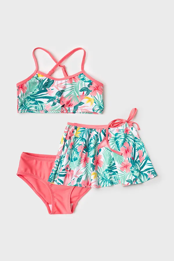 Комплект трикотажный для девочек: купальный костюм, юбка PLAYTODAY, разноцветный - фото 1