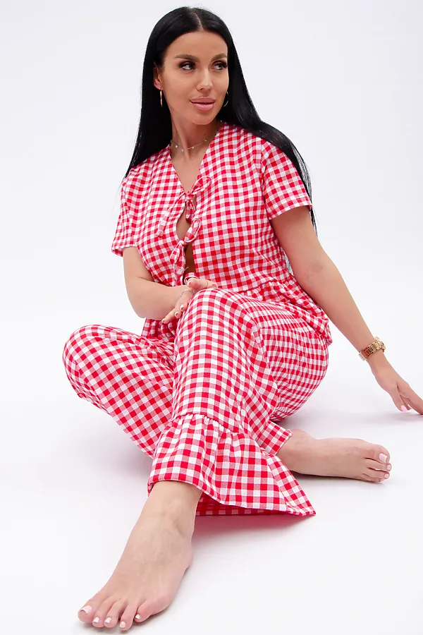 Пижама с брюками Лавли НАТАЛИ, белый/красный - фото 1