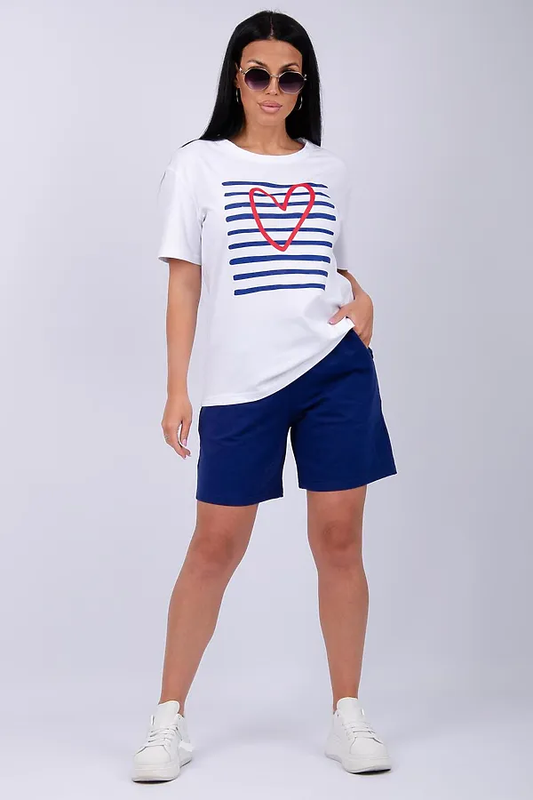 Костюм с шортами Море НАТАЛИ, белый/синий - фото 1