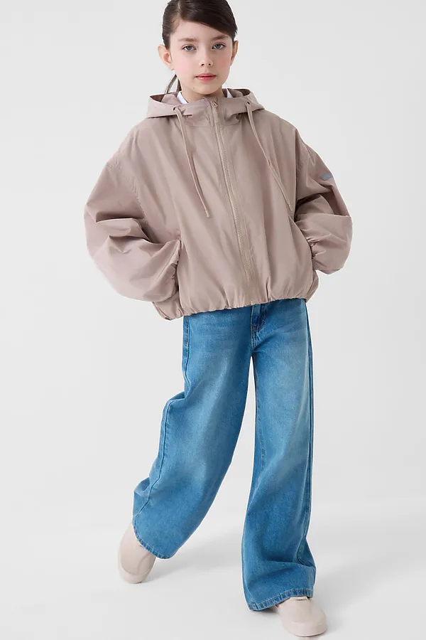 Куртка текстильная с полиуретановым покрытием для девочек (ветровка) PLAYTODAY, бежевый - фото 1