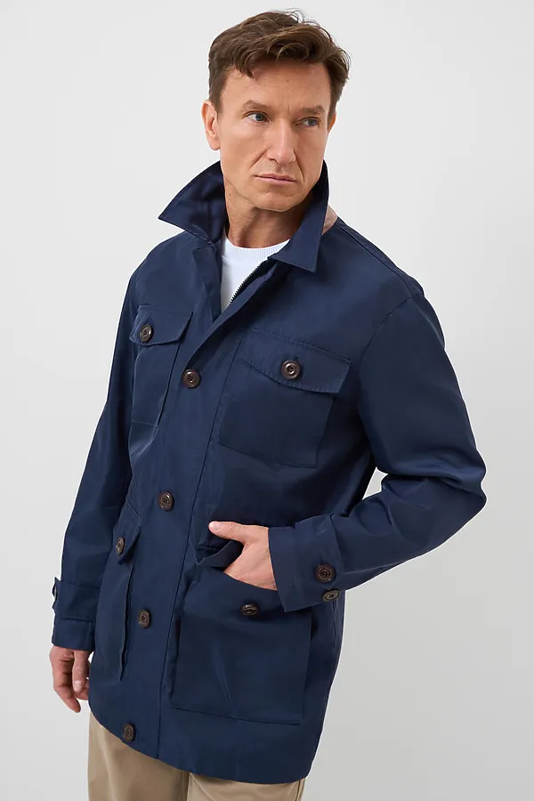 Куртка текстильная с полиуретановым покрытием для мужчин (ветровка) PLAYTODAY, тёмно-синий - фото 1