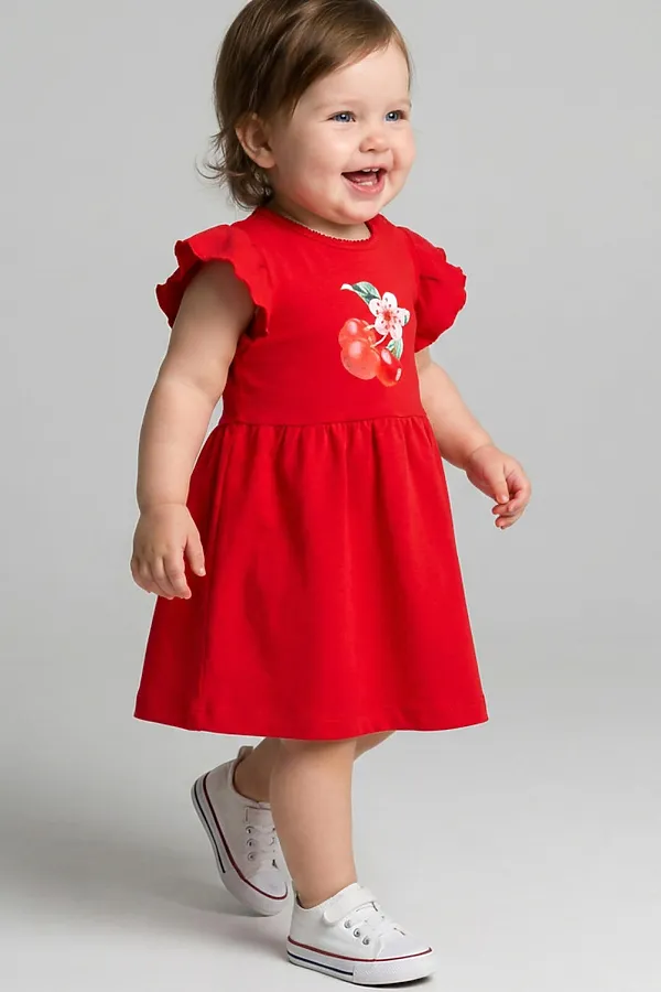 Платье детское трикотажное для девочек PLAYTODAY, красный - фото 1