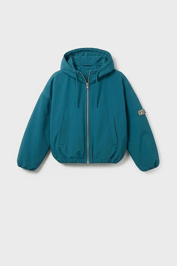 Куртка текстильная с полиуретановым покрытием для девочек (ветровка) PLAYTODAY, бирюзовый - фото 1