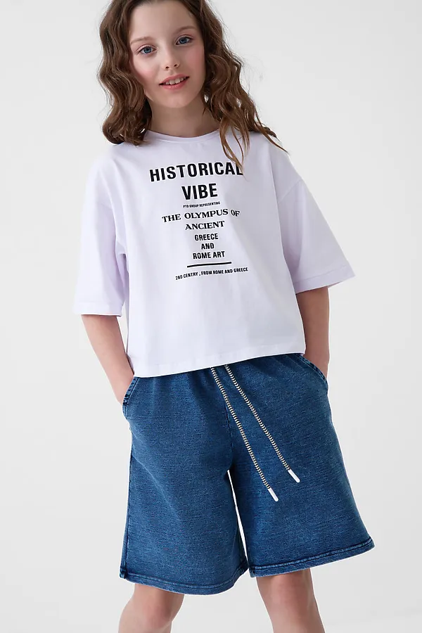 Шорты трикотажные для девочек PLAYTODAY, синий - фото 1