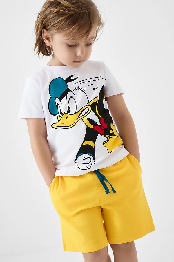 Комплект трикотажный для мальчиков: фуфайка (футболка), шорты PLAYTODAY, белый,жёлтый - фото 1