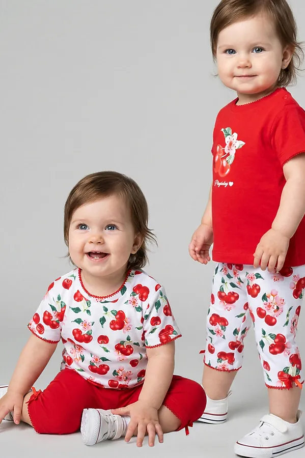 Брюки детские трикотажные для девочек (легинсы укороченные), 2 пары в комплекте PLAYTODAY, разноцветный - фото 1