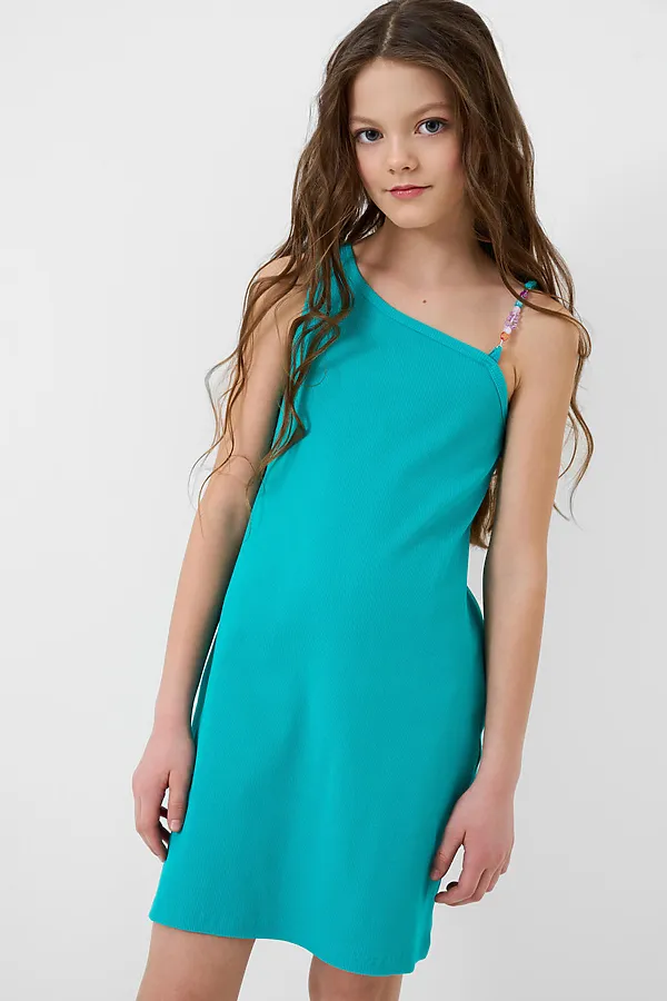 Платье трикотажное для девочек PLAYTODAY, бирюзовый - фото 1