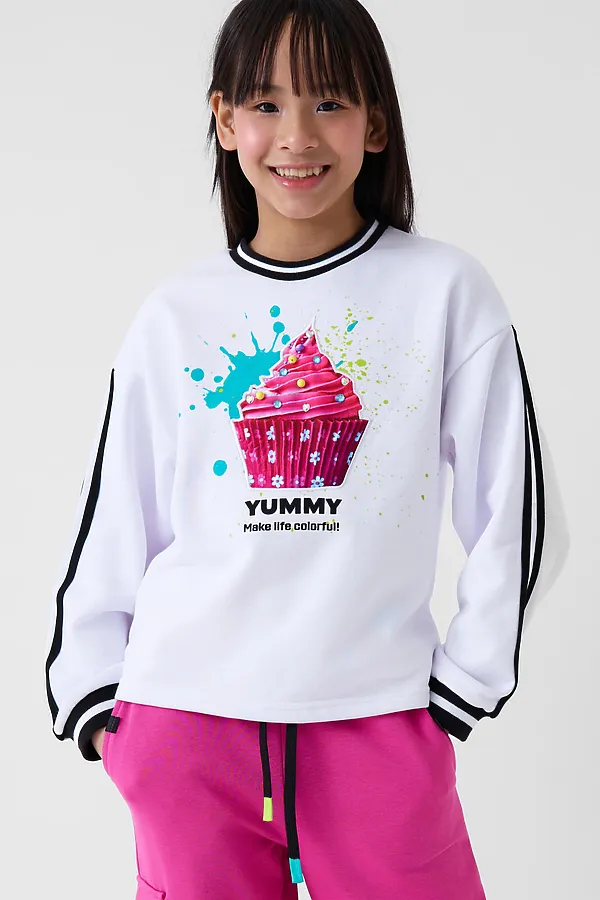 Толстовка трикотажная для девочек PLAYTODAY, белый - фото 1