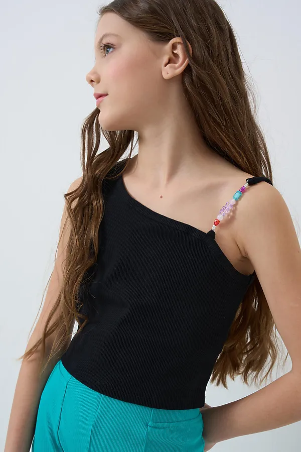 Топ трикотажный для девочек PLAYTODAY, черный - фото 1