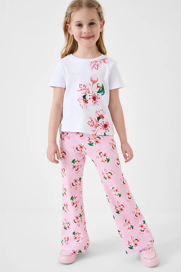 Комплект трикотажный для девочек: фуфайка (футболка), брюки PLAYTODAY, разноцветный - фото 1