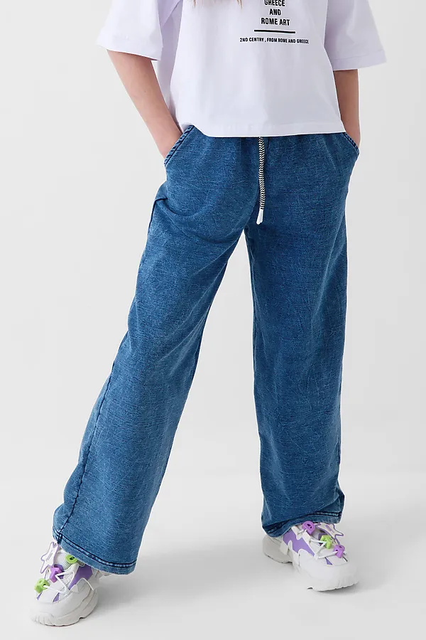 Брюки трикотажные для девочек (кюлоты) PLAYTODAY, синий - фото 1