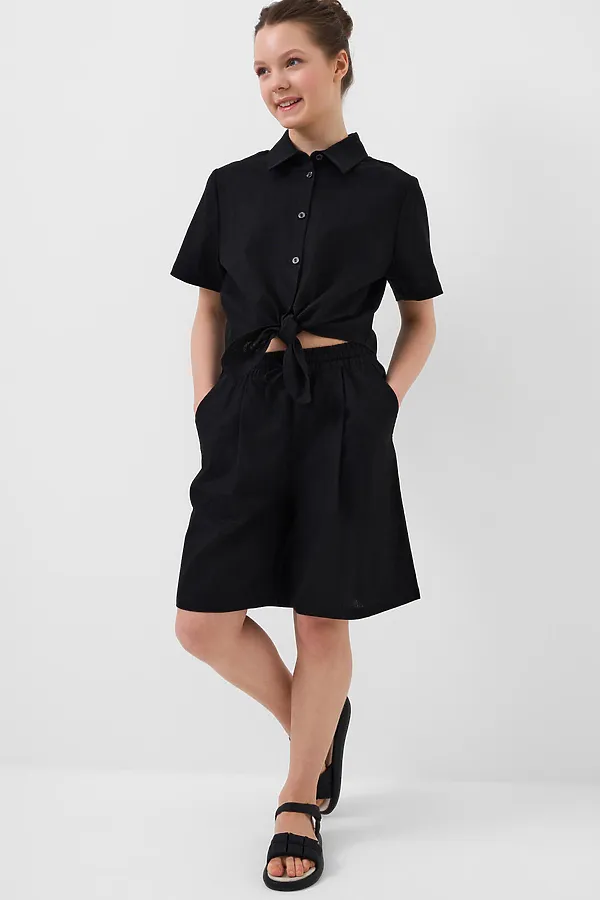 Комплект текстильный для девочек: рубашка, шорты PLAYTODAY, черный - фото 1