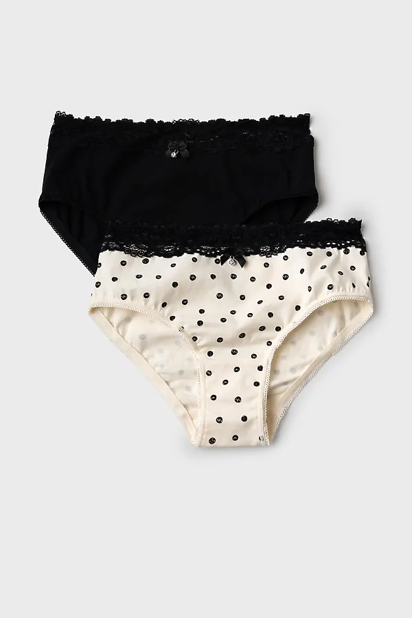 Трусы трикотажные для девочек, 2 шт в комплекте PLAYTODAY, черный,бежевый - фото 1