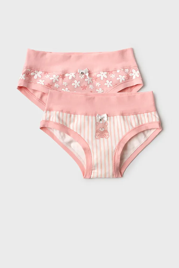 Трусы трикотажные для девочек, 2 шт в комплекте PLAYTODAY, разноцветный - фото 1