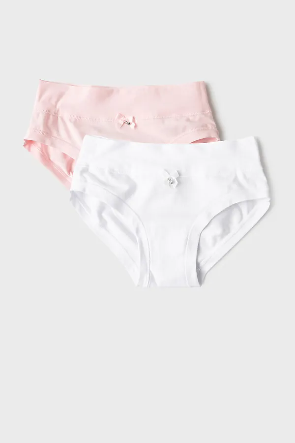 Трусы трикотажные для девочек, 2 шт в комплекте PLAYTODAY, белый,светло-розовый - фото 1