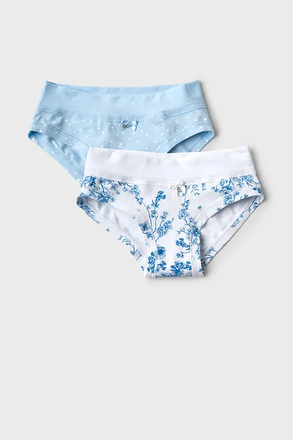 Трусы трикотажные для девочек, 2 шт в комплекте PLAYTODAY, белый,голубой,тёмно-синий - фото 1