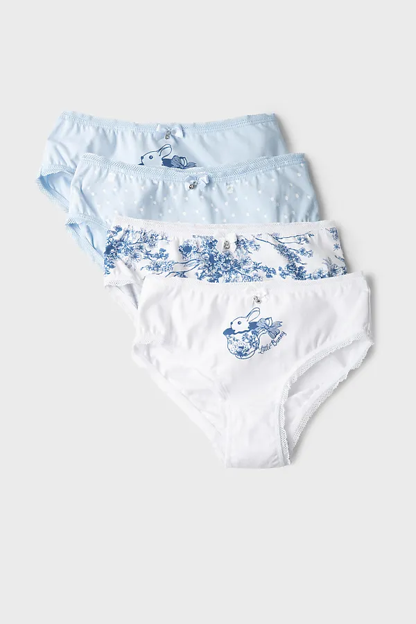 Трусы трикотажные для девочек, 4 шт в комлекте PLAYTODAY, белый,голубой,тёмно-синий - фото 1