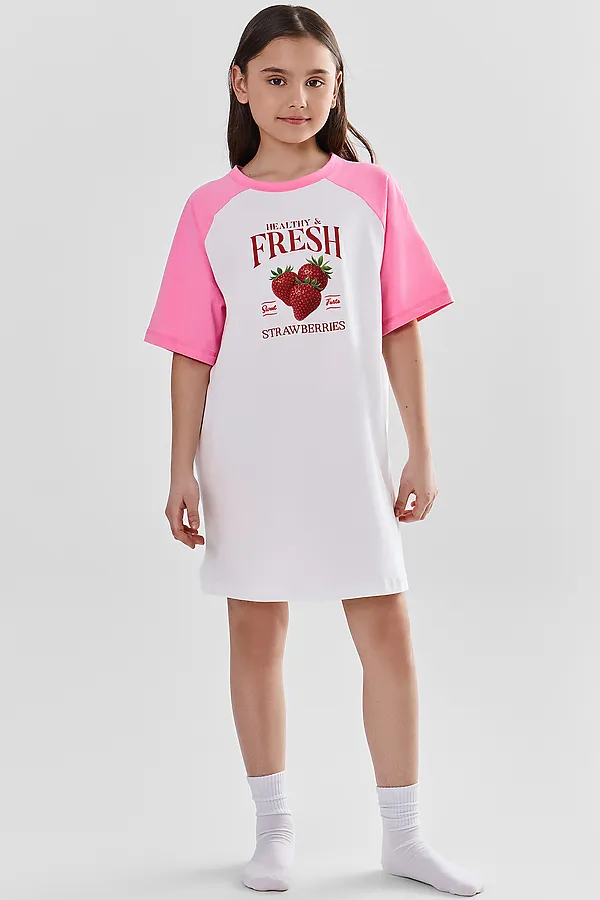 Сорочка ночная для девочек MARK FORMELLE, белый +печать2 - фото 1