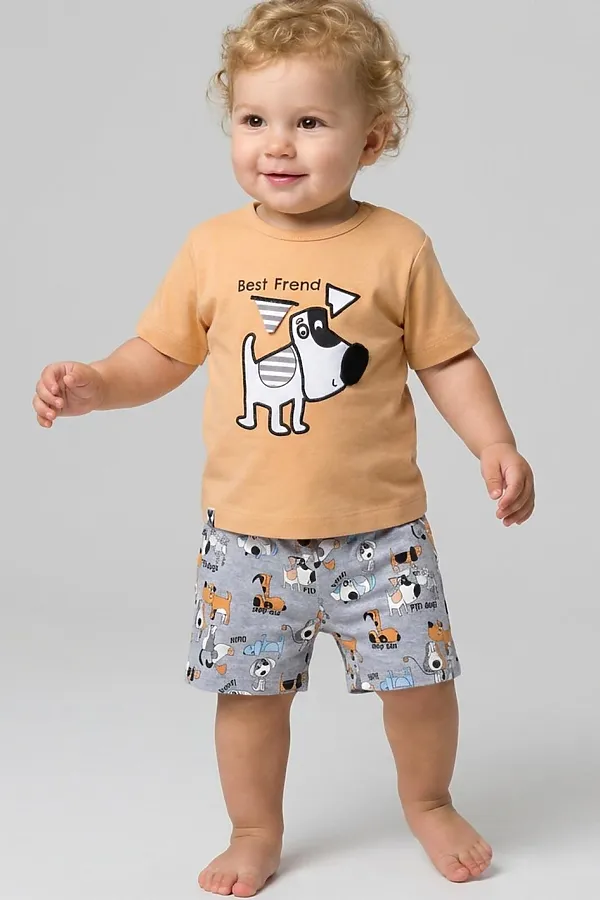 Комплект детский трикотажный для мальчиков: джемпер (футболка), шорты PLAYTODAY, разноцветный - фото 1