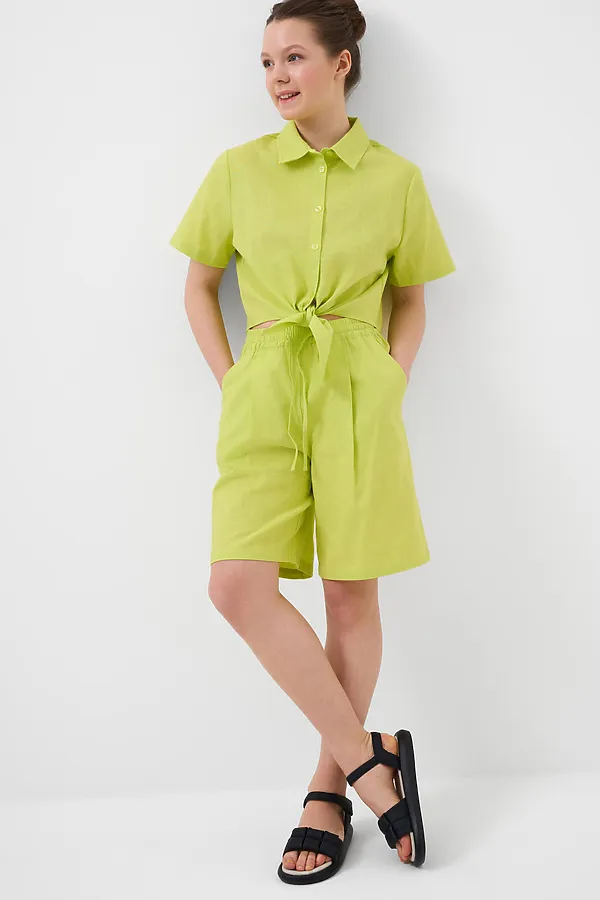 Комплект текстильный для девочек: рубашка, шорты PLAYTODAY, светло-зеленый - фото 1