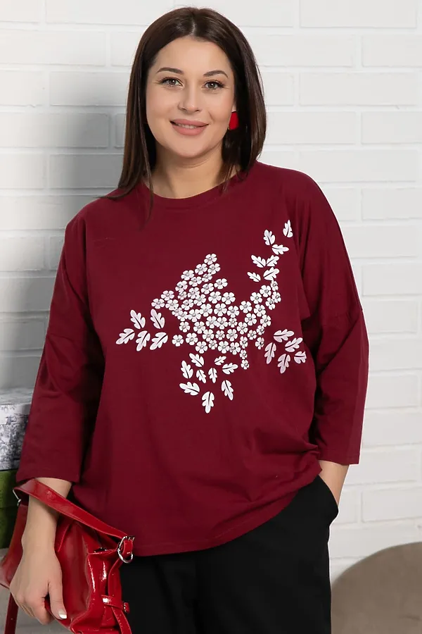 Блуза Ромашка LADY TAIGA, бордовая - фото 1