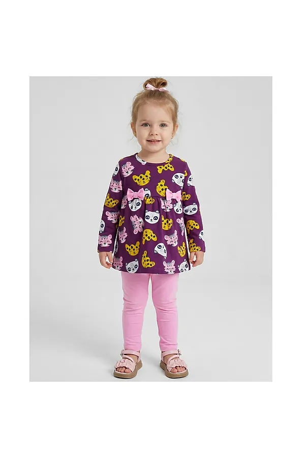 Комплект джемпер интерлок и лосины кулирка YOULALA, фиолетовый - фото 1