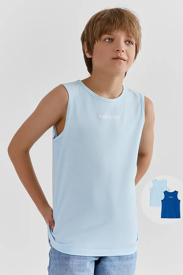 Майка  для мальчиков (2шт) MARK FORMELLE, голубое небо +синий +печать - фото 1