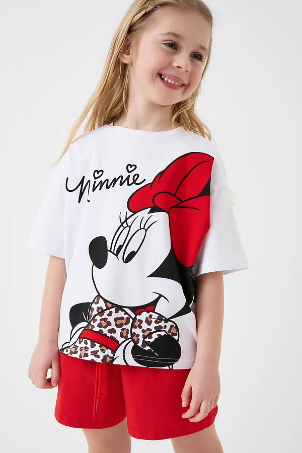 Комплект трикотажный для девочек: фуфайка (футболка), шорты PLAYTODAY, белый,красный - фото 1