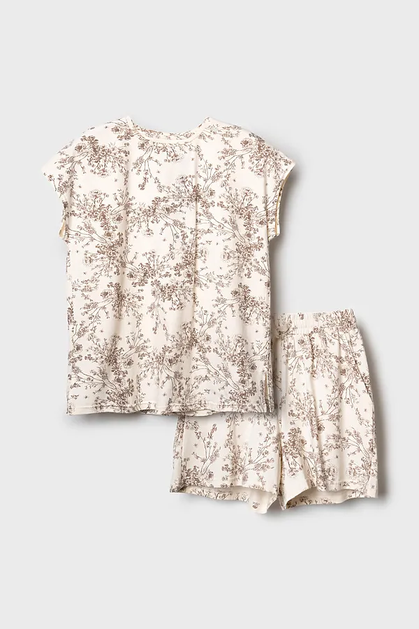 Пижама текстильная для женщин PLAYTODAY, молочный,коричневый - фото 1