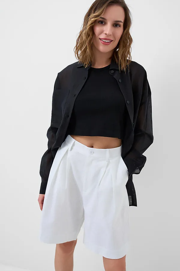 Шорты текстильные для женщин PLAYTODAY, белый - фото 1