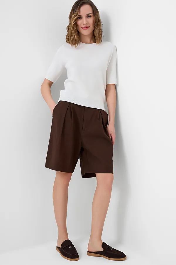 Шорты текстильные для женщин PLAYTODAY, коричневый - фото 1