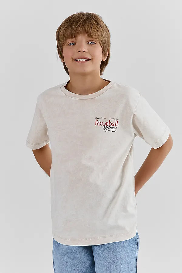 Футболка для мальчиков MARK FORMELLE, acid wash платина +печать - фото 1