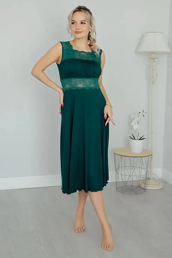 Сорочка Риана длинная НАТАЛИ, зеленый - фото 1