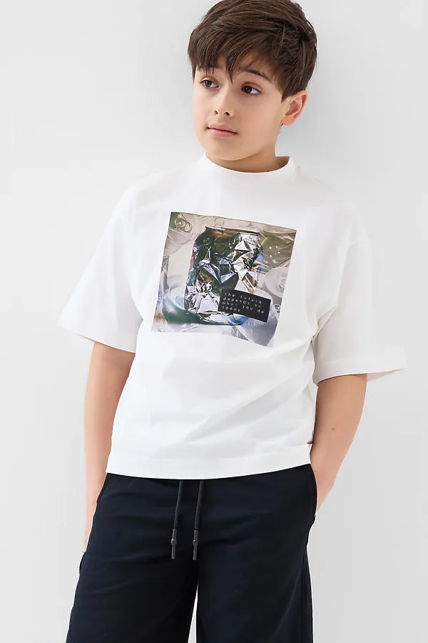 Фуфайка трикотажная для мальчиков (футболка) PLAYTODAY, белый - фото 1