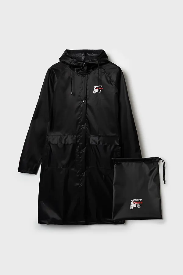 Плащ текстильный с полиуретановым покрытием для девочек (дождевик) PLAYTODAY, черный - фото 1
