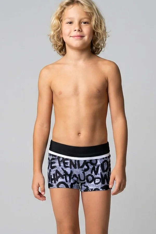 Плавки-шорты трикотажные для мальчиков, средней длины PLAYTODAY, белый,черный,светло-серый - фото 1