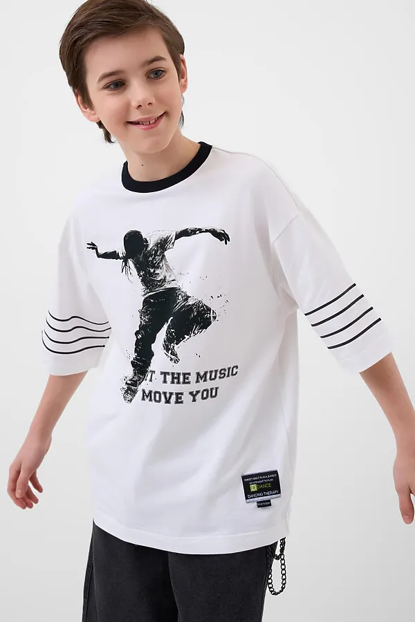 Фуфайка трикотажная для мальчиков (футболка) PLAYTODAY, белый - фото 1