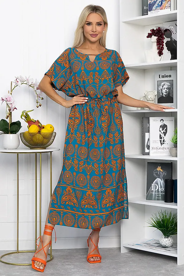 Платье Вистерия LADY TAIGA, лазурно-оранжевое - фото 1