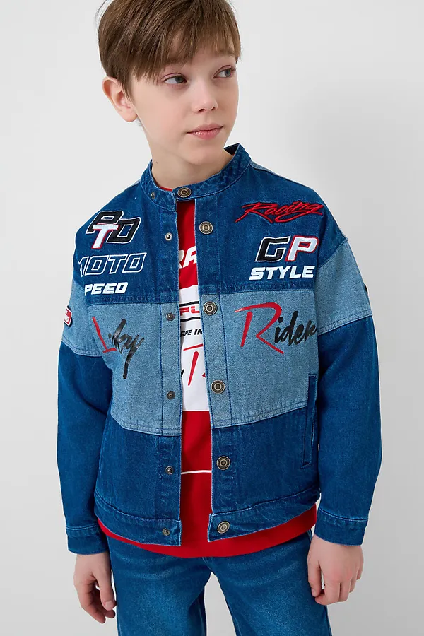 Куртка текстильная джинсовая для мальчиков PLAYTODAY, синий - фото 1