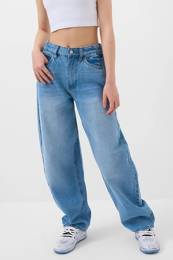 Брюки текстильные джинсовые для девочек PLAYTODAY, синий - фото 1