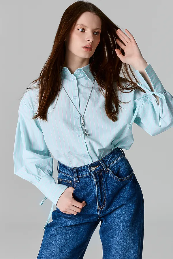 Рубашка женская MARK FORMELLE, полоска на мятном - фото 1