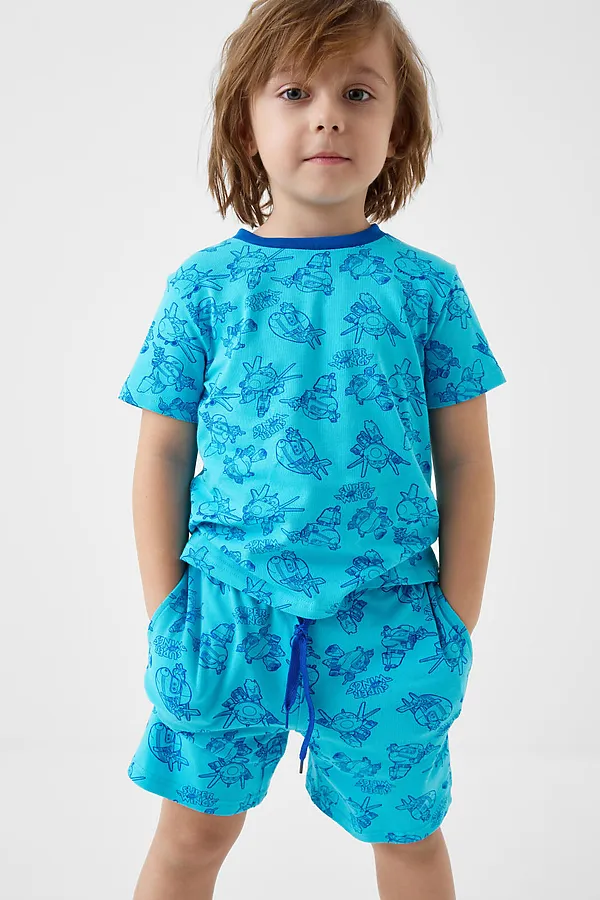 Пижама текстильная для мальчиков PLAYTODAY, тёмно-синий,голубой - фото 1