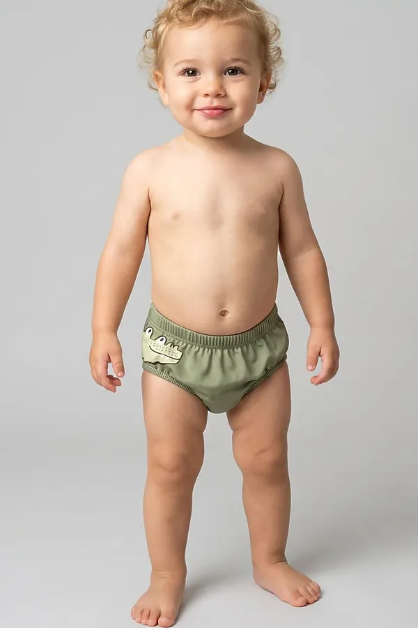 Плавки детские трикотажные на памперс для мальчиков PLAYTODAY, зеленый - фото 1
