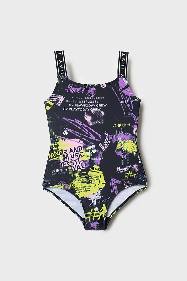 Купальник трикотажный для девочек PLAYTODAY, разноцветный - фото 1