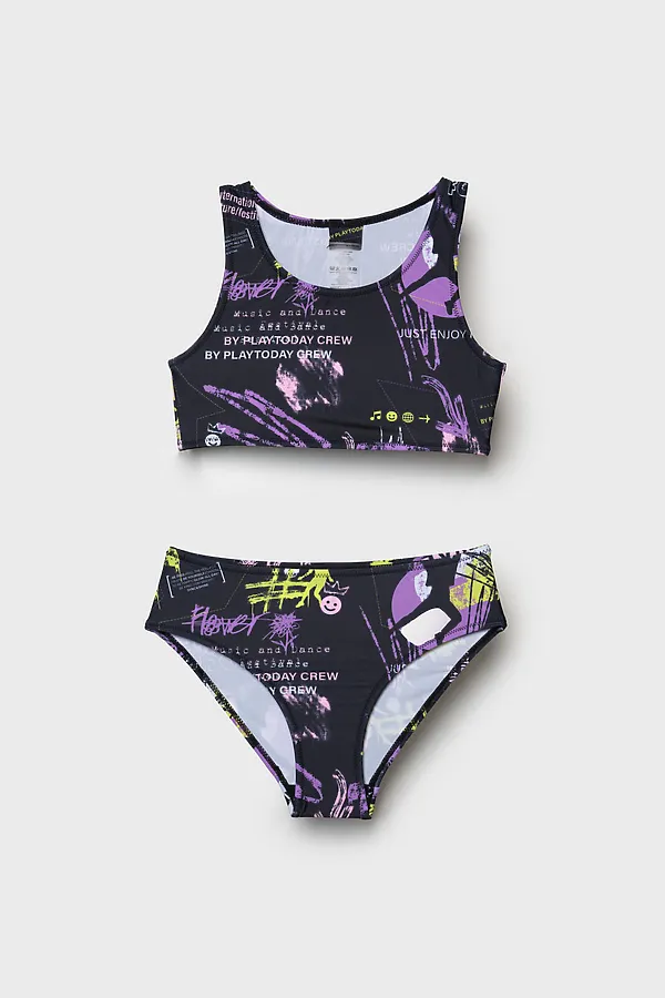 Купальный костюм трикотажный для девочек PLAYTODAY, разноцветный - фото 1