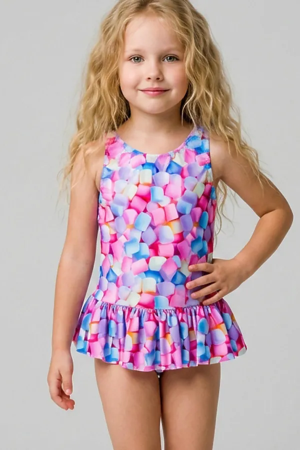 Купальник трикотажный для девочек PLAYTODAY, разноцветный - фото 1