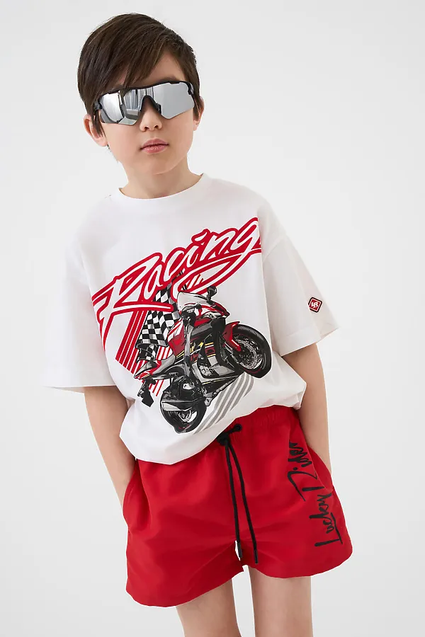 Шорты текстильные плавательные для мальчиков, короткие PLAYTODAY, красный - фото 1