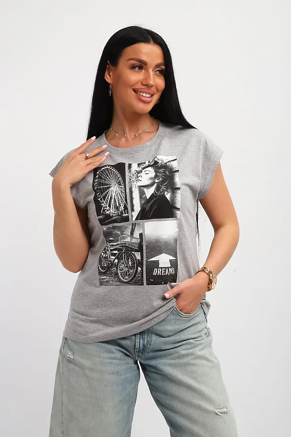 Футболка 85669 НАТАЛИ, серый - фото 1